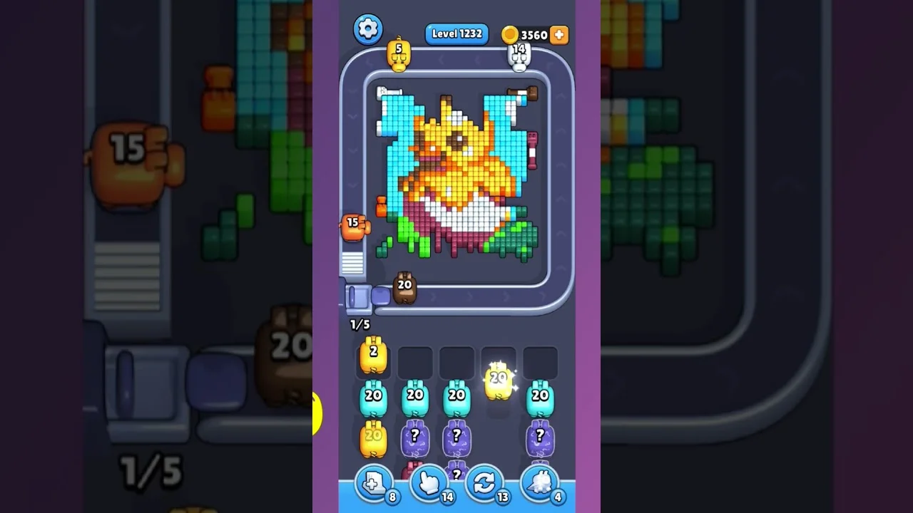 Pixel Flow Level 1232 Solution & Walkthrough Guide
