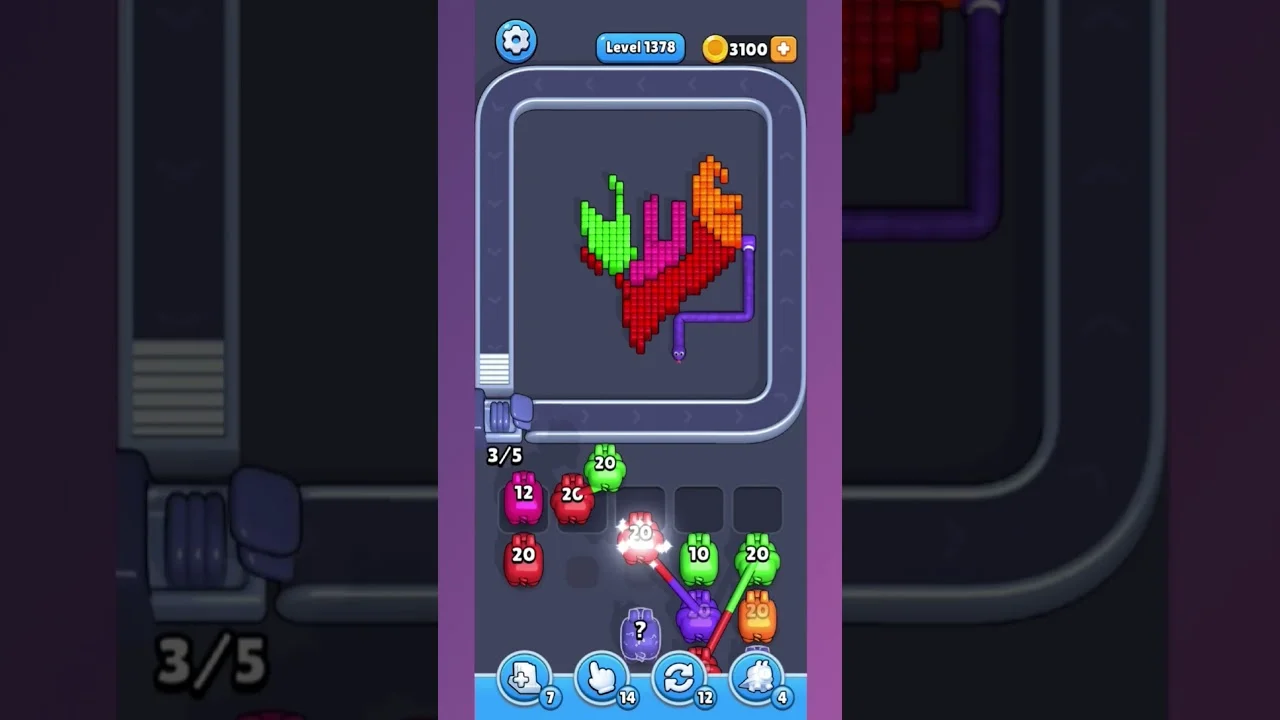 Pixel Flow Level 1378 Solution and Walkthrough Guide