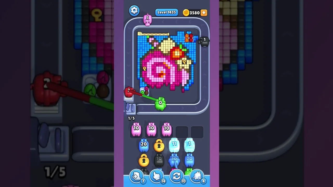 Pixel Flow Level 1435 Solution & Walkthrough Guide